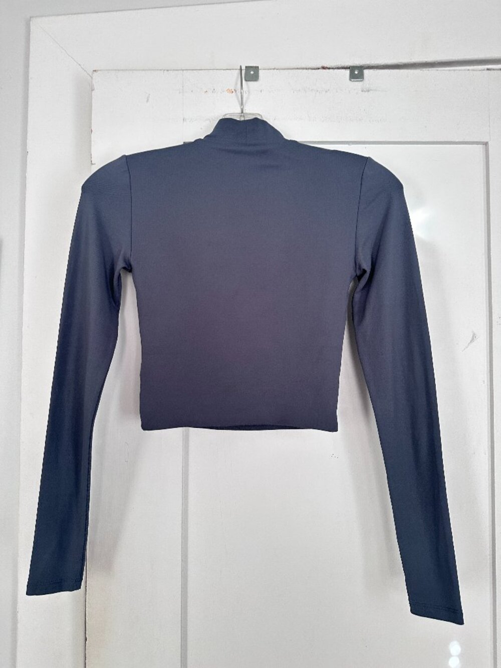 Aritzia Babaton Grey Mock Neck Long Sleeve Fitted Crop Top XS